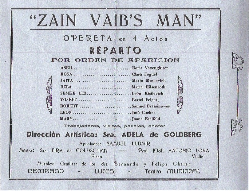 Zain Vaib's Man, Opereta en 4 Actos. Adela de Goldberg.